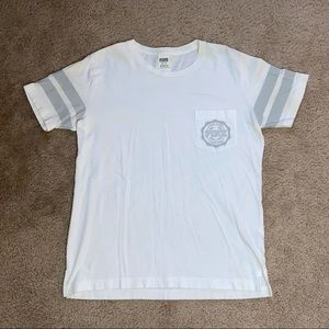 🌟PINK Victoria’s Secret White & Gray Everyday T-Shirt W/ PINK Logo Size XSmall